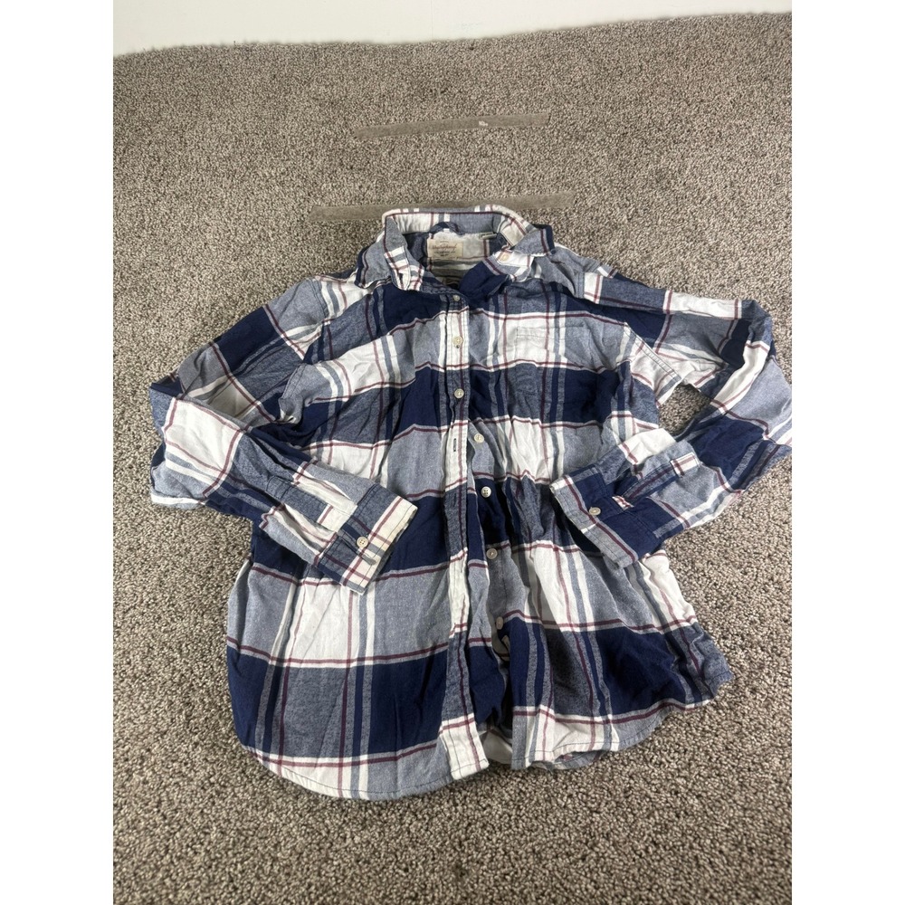 Weatherproof Vintage Plaid Flannel Shirt Women's Blue White Long Sleeve - XXL